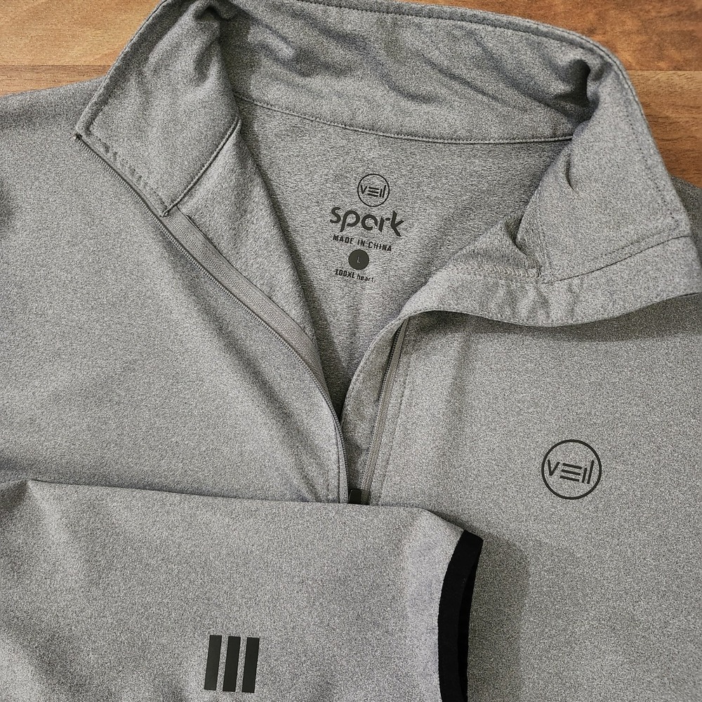 Veil Garments Spark Half Zip Athleisure Charcoal Gray Size Large
